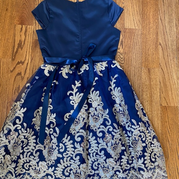 Rare Editions Navy and Gold Girl’s Dress sz12 - Picture 4 of 10